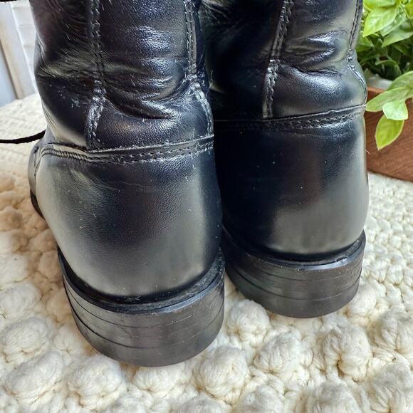 JUSTIN Boot Women's 6.5 Lace Up Roper Kiltie Boot Black Steampunk Cowgirl Combat - Picture 8 of 14